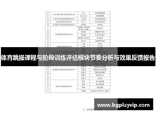 体育跳操课程与阶段训练评估模块节奏分析与效果反馈报告